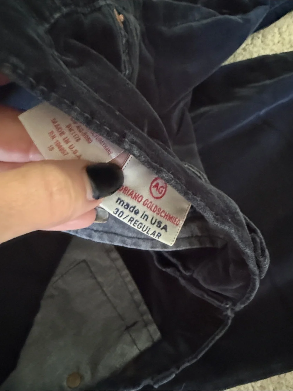Ag Adriano Goldschmied The Angel Navy Velvet Flare Wide Leg Jeans 30